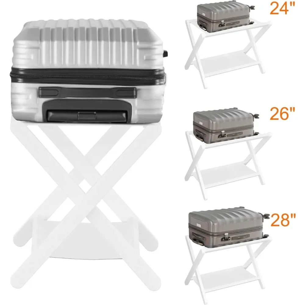 Pacote de 2, suporte dobrável para mala com prateleira de armazenamento, suporte para bagagem resistente para quarto de hóspedes, hotel, comporta até 141 lb