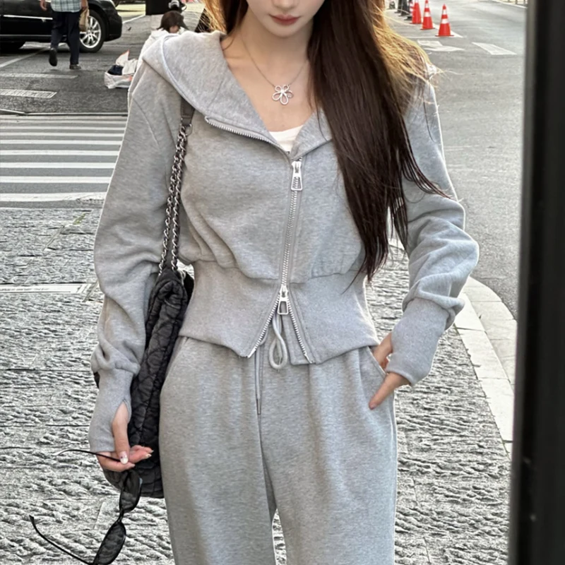 Early Autumn Milk Series Sweatshirt Casual Sportswear Set Women's Internet Celebrity Street Style Quick-Live Wide Leg Pants T...