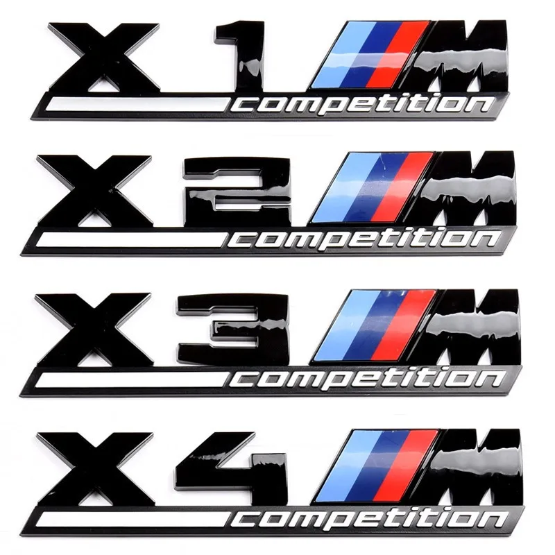 Silver Black COMPETITION Bar Underlined Emblem for BMW X1M X2M X3M X4M X5M X6M X7M X8M Thunder Edition Car Trunk Sticker