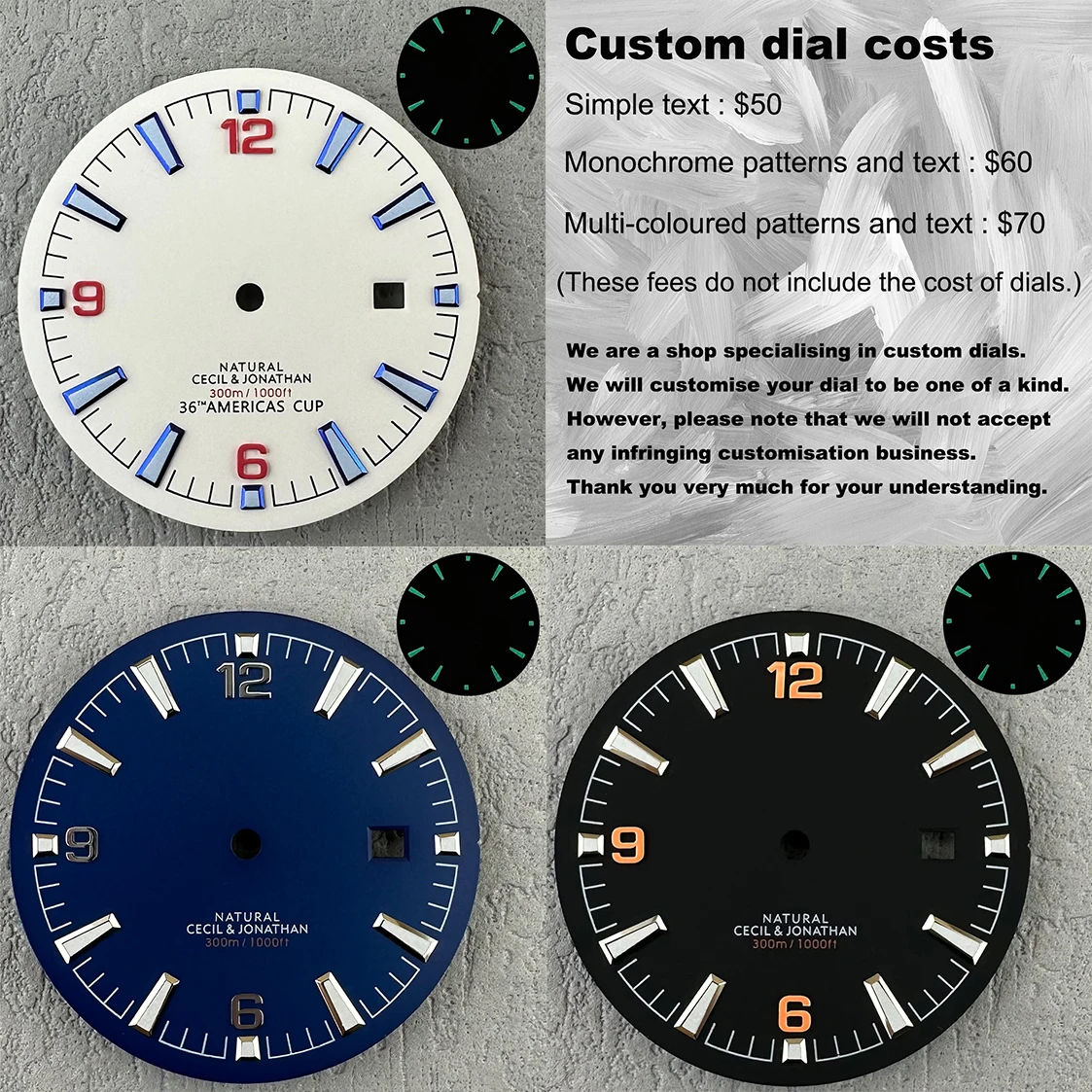 Customisable logo 33.5mm green luminous 8215/2813 dial For 8215/2813 Case 8215/2813 Movement 3 o\'clock position