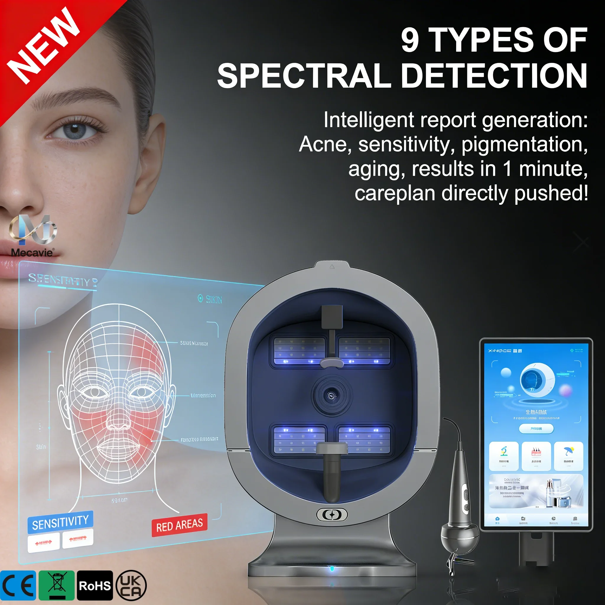 

Профессиональный 3D-сканер лица X5 с высокой точностью, цифровой анализатор кожи и волос, интеллектуальный детектор состояния кожи с функцией оценки здоровья