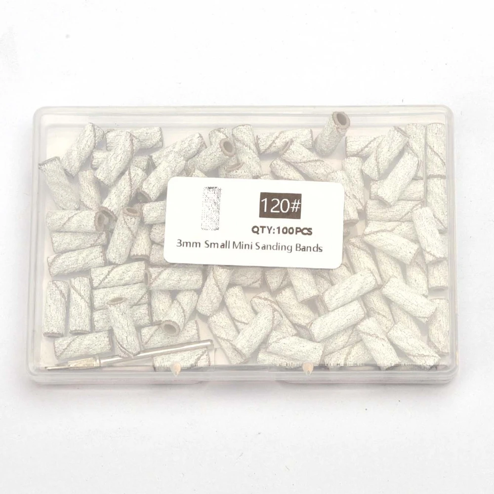 100pcs 3.1mm Mini Sanding Bands Kits Nail Drill Bits Mandrel Sets Electric Manicure Accessories Tool Dead Skin Remover