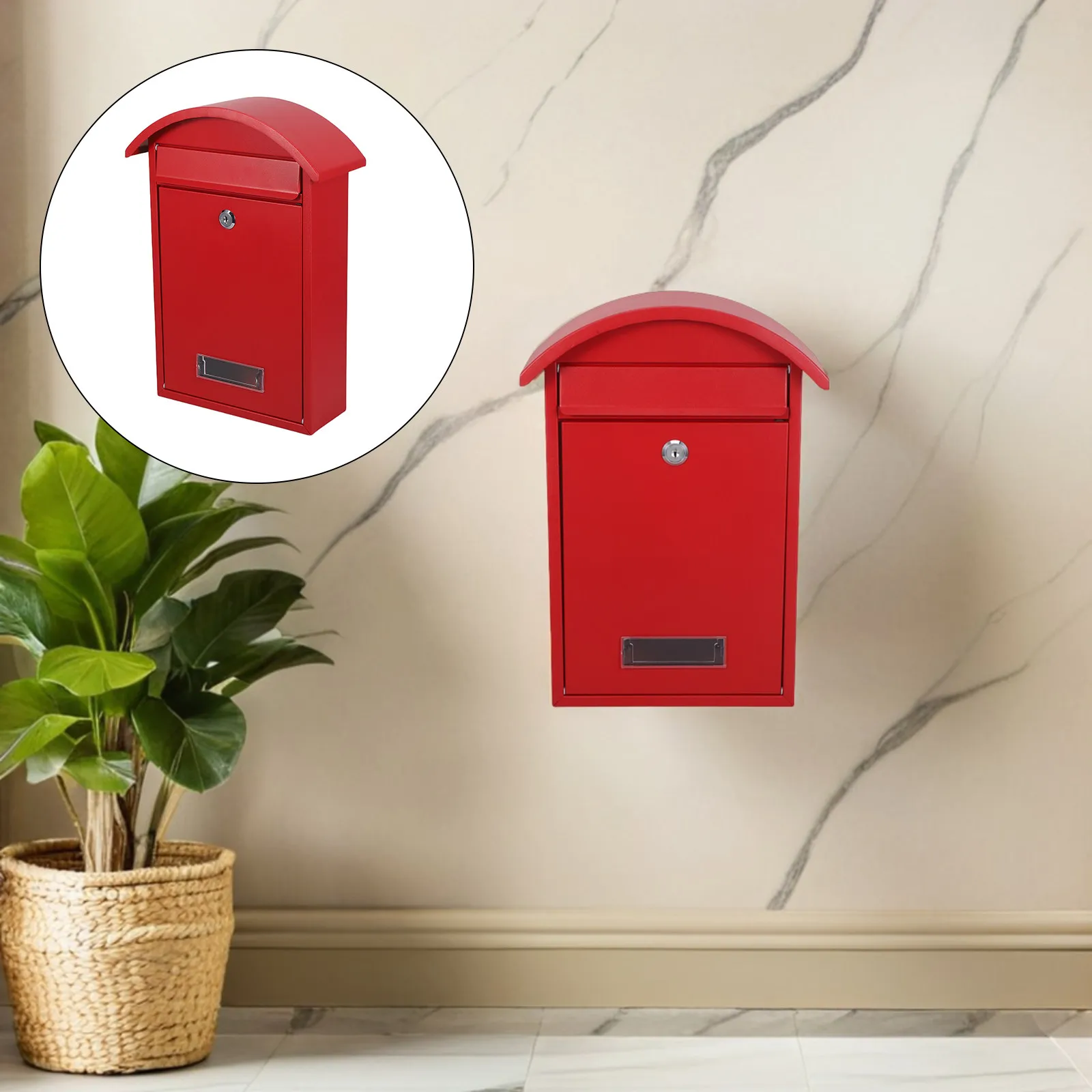 Red Wall Mount Lockable Mailbox 14x10x4 Inch Weather Resistant Security Letter Box for Outside Home Office Decorative Drop Box