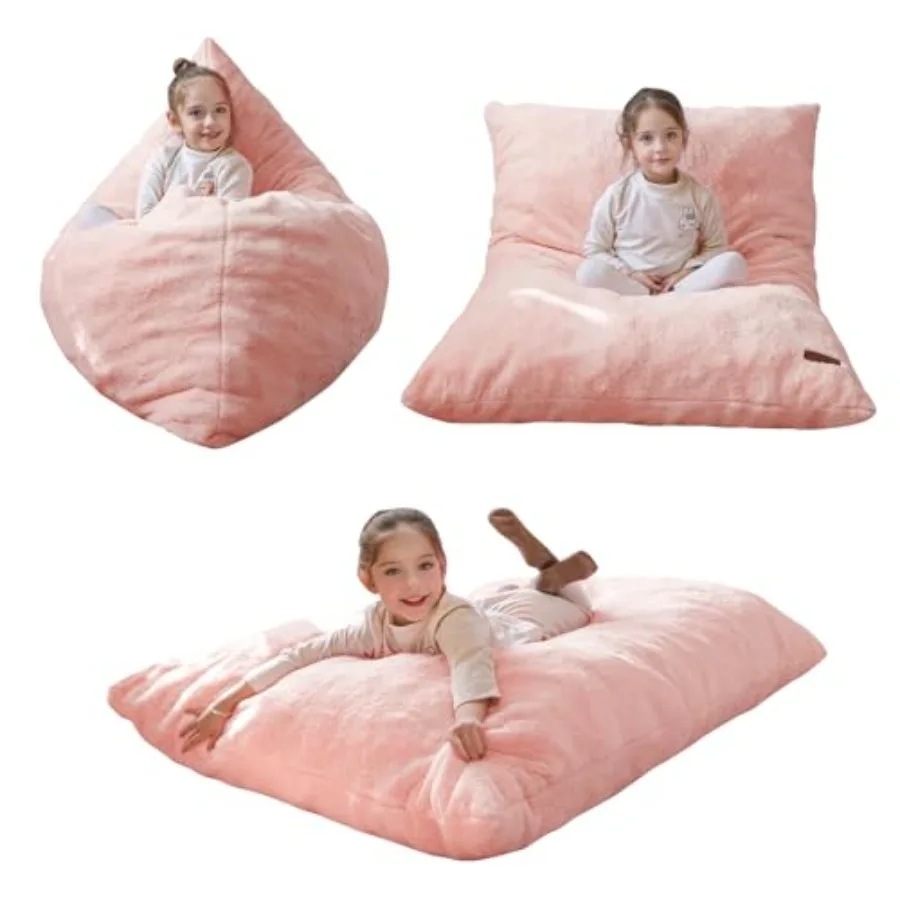 Sillón Puff 3 en 1, Sofá Infantil para Jugar y Leer, Colchón de Piel Sintética con Relleno de Espuma de Alta Densidad para Sala de Estar