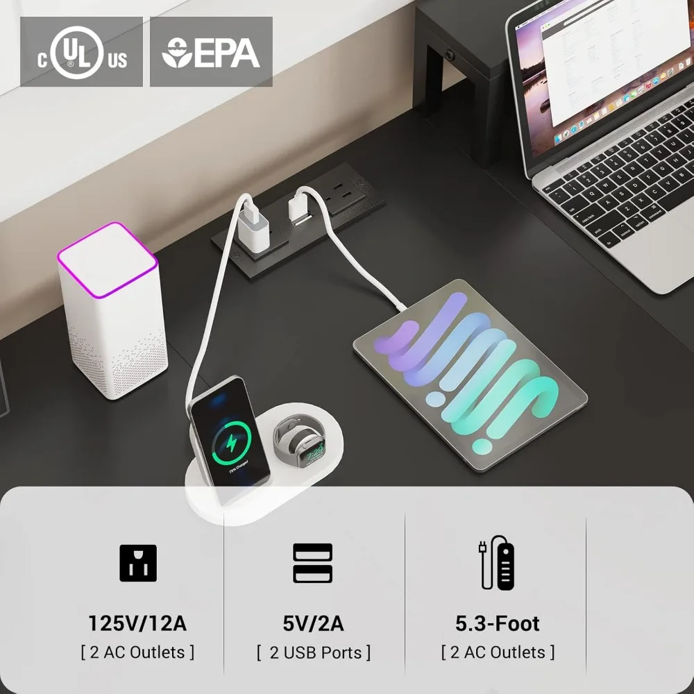 94.5" Office Computer Desk, 2 Person Gaming Desk with Storage, LED Lights, Keyboard Tray, Power Strip with USB & Monitor Stand,