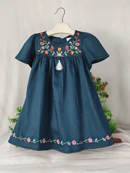 Toddler Girls Dresses Kids Embroidered Cotton Summer Party Dress For Girl Children Costume Cute Dress Clothes 2-6 Yrs Clothing