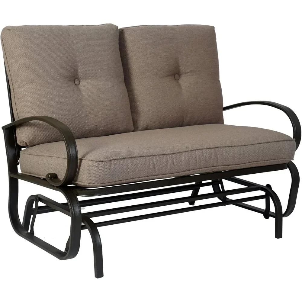 Cozy Patio Glider Bench - Outdoor Rocking Loveseat with Sturdy Frame and Cushioned Seats for Patio, Yard - Rocker Swing