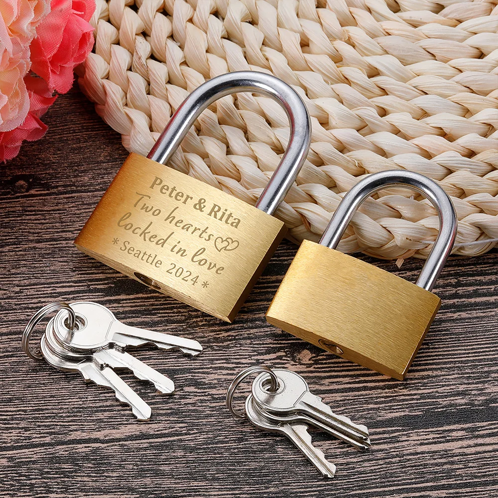 Coppia incisa lucchetto personalizzato Love Lock regali per l'anniversario di nozze per fidanzato marito la sua luna di miele Travl Bridge Lock