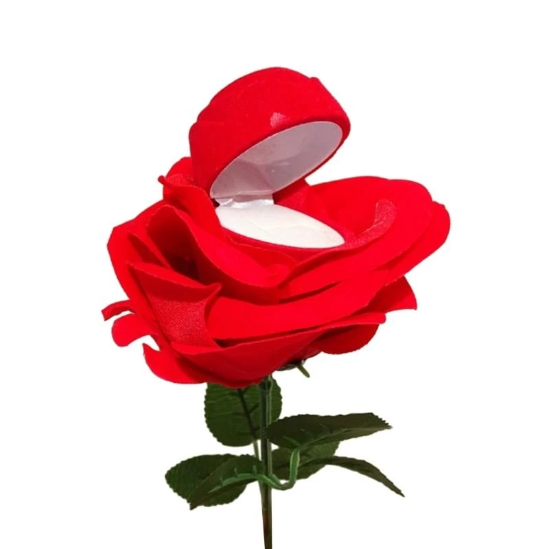 

Rose Flower Ring Holder Engagement Ring Box Jewelry Gift Box for Proposal Ring