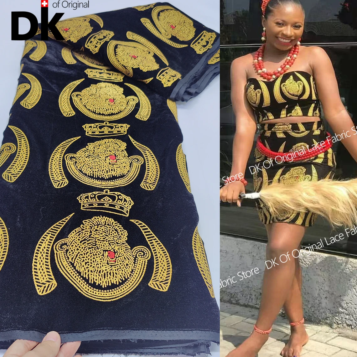 Wine Top Quality African Traditional George Velvet Fabric Nigerian Ankara Women Bridal Wedding Dress Velvet Lace Material