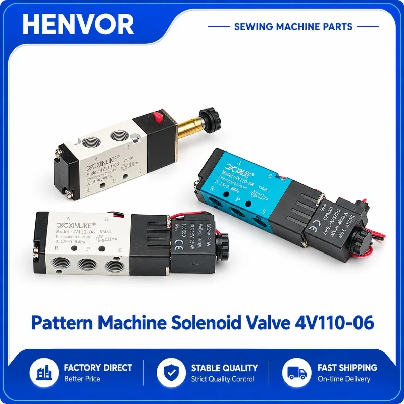 HENVOR 4V110-06 Solenoid Valve for Computer Pattern Sewing Machine Pneumatic Components