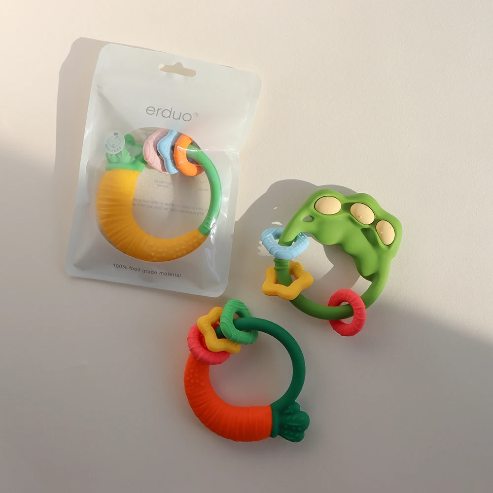 Baby Newborn Sensory Silicone Bites Teether Chew Toy Autism Teethers Children Teething Ring Toys for Baby 6 to 12 Months Babies