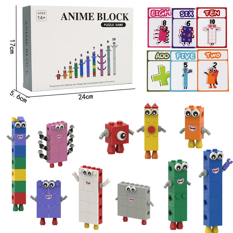 Children's Lego Toys Digital Block Building Block Figurine Models 1-10 Digital Party Game Dolls with Transformable Cards