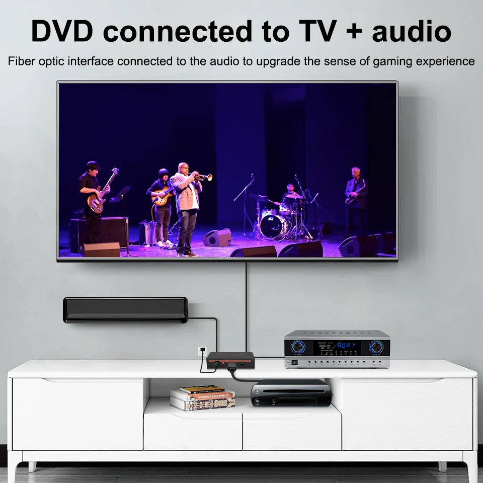 HDMI Audio Extractor 1080p@60HZ, HDMI 1IN 1 OUT Audio Converter, HDMI to HDMI + Optical SPDIF + 3.5 MM RCA R/L Audio Output