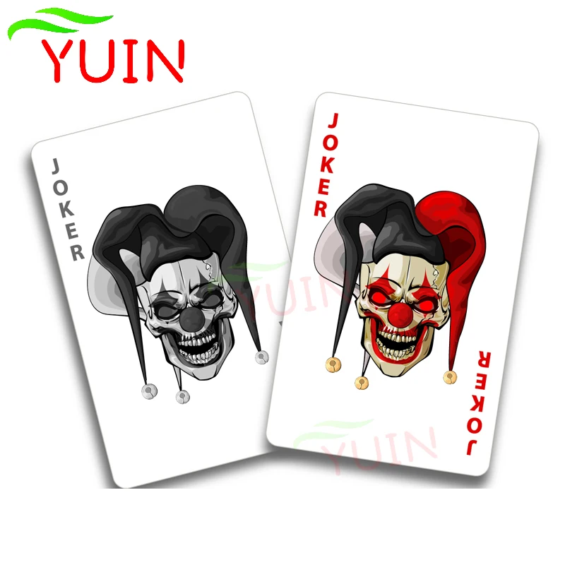 Joker Clown Circus Playing Cards Creepy Car Sticker Motorcycle Auto Accessories PVC Graphic Decoration Waterproof Decal 16*13cm