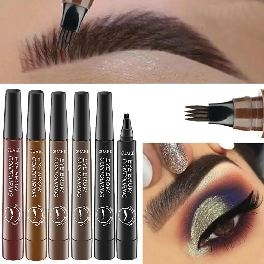 4 Fork Eyebrow Pencil long Lasting 4 Point Eyebrow Pencil 4 Prong Tip Eyebrow Pen Waterproof Liquid Eyebrow Pencil like real