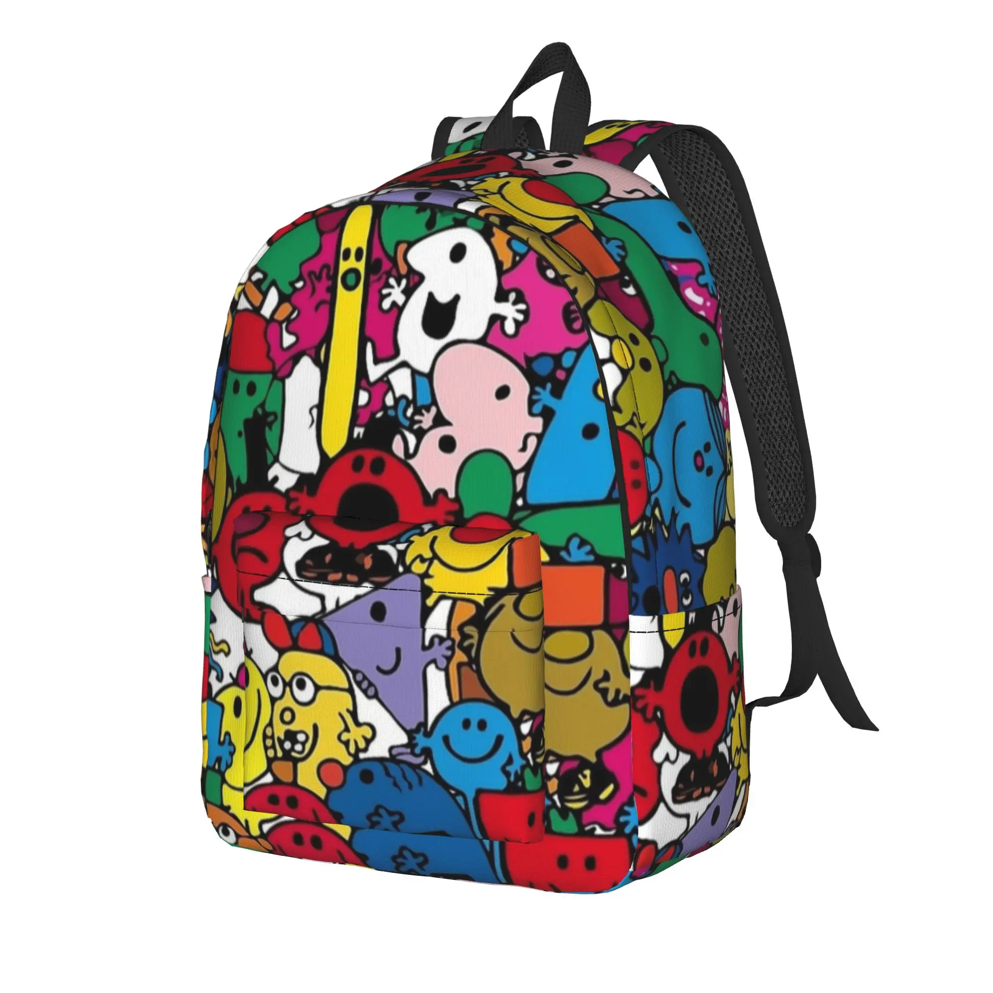 M-Mr M-Men L-Little M-Miss Pattern Backpack Teenage High School Hiking Travel Daypack  Laptop Computer Canvas Bags Lightweight