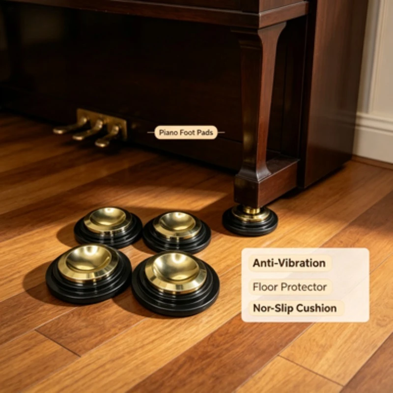 Piano Rubber Metal Foot Pads Anti Vibration Isolation Mat Floor Protector Non Slip Mover Cushion for Upright Piano