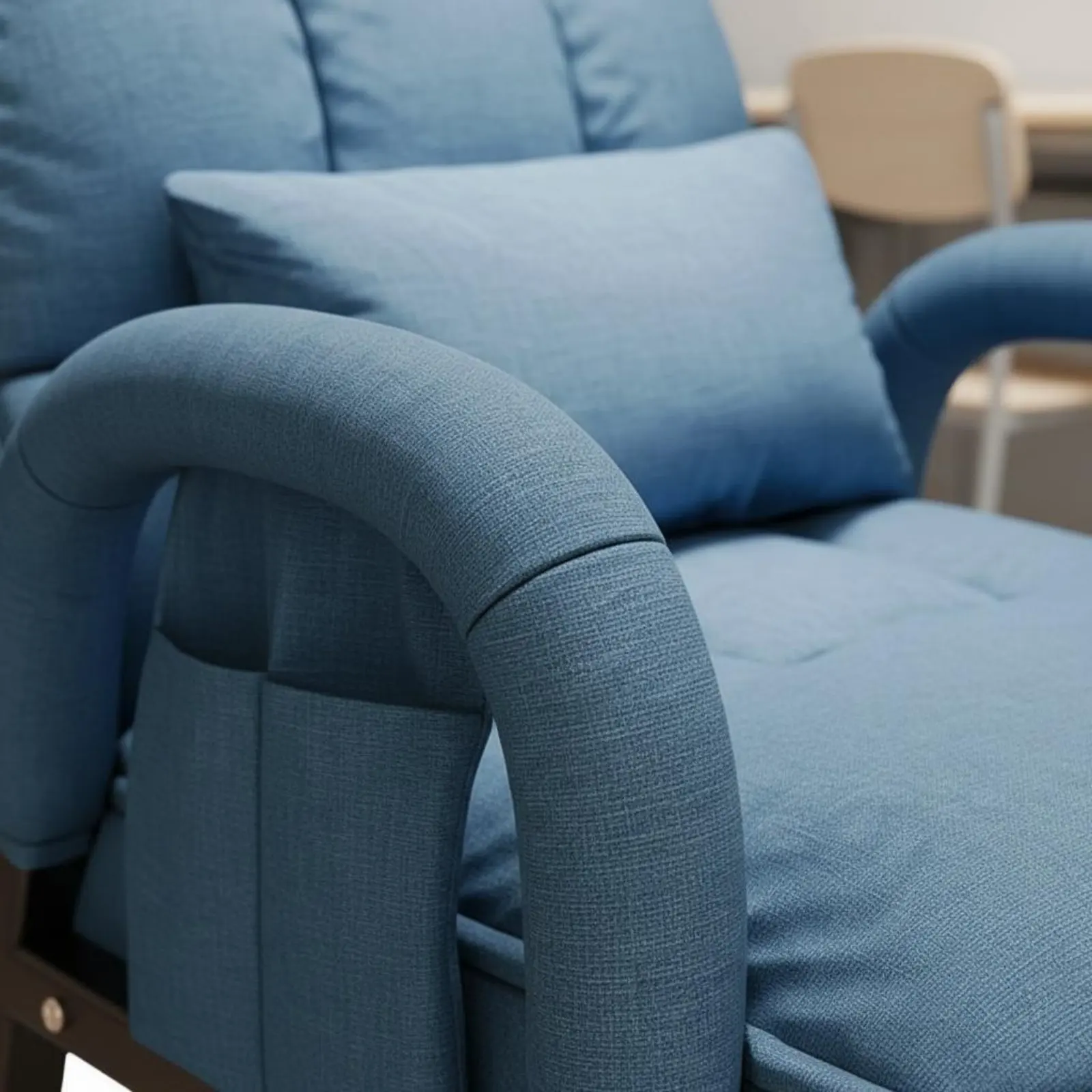 High Spine Lazy Sofa Chair Adjustable Backrest Textile Recliner Armchair Upholstered Armchair with Footstool Sturdy Duty Frame view 2