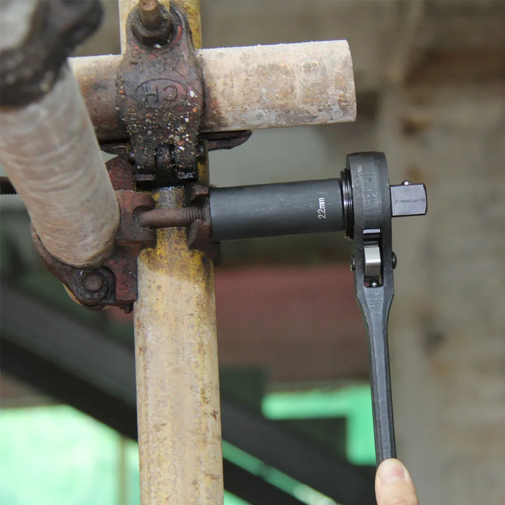 MacWork-Llave de trinquete Spud de construcción de Doble accionamiento, llave de trinquete resistente, cabeza redonda, doble palanca, llave de andamio, 14 pulgadas, 1/2 pulgadas, 3/8 pulgadas