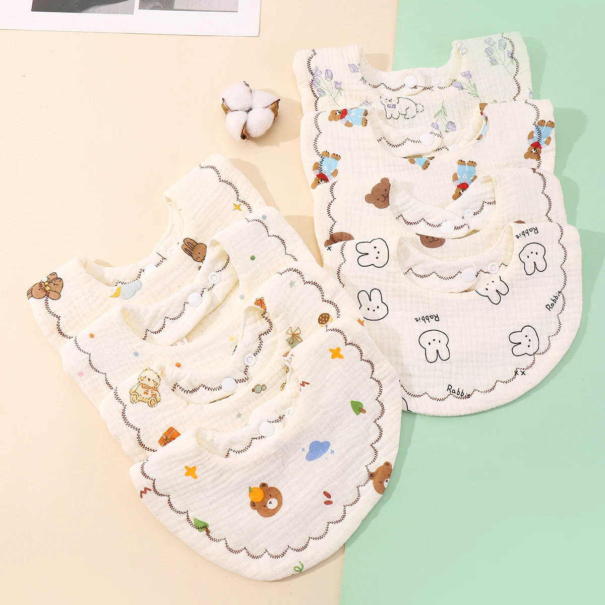 

Baby cotton newborn bib, baby saliva towel, class A cotton soft gauze, waterproof bib, rice pocket