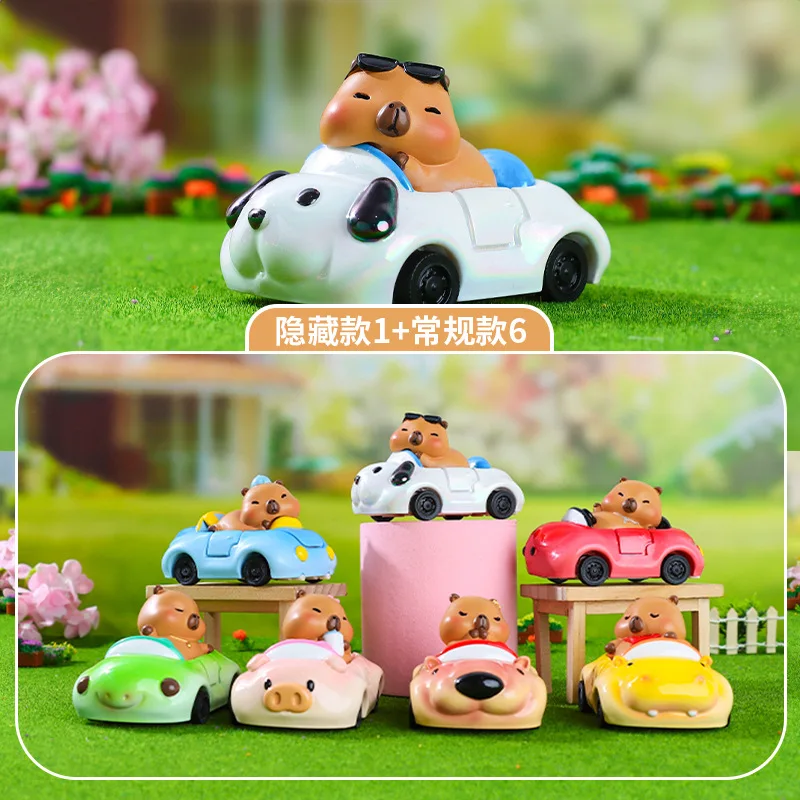 New Cool Capybara Blind Box Creative Wheel Car Shaped Desktop Ornament Multi Functional Toy Children'S Surprise Birthday Gift