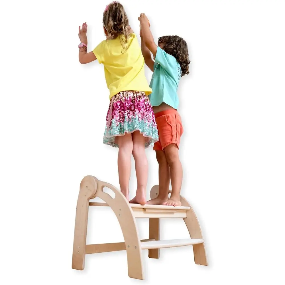 

Durable Wooden Double Step Stool for Children | Two-Tiered Wooden Stools