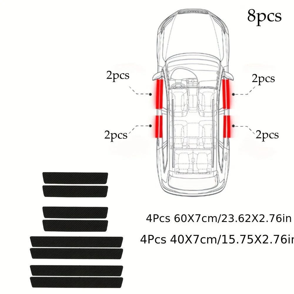 9pcs Carbon Fiber Car Door Sill Protectors: Vinyl Wrap Stickers for Maximum Protection car accessories