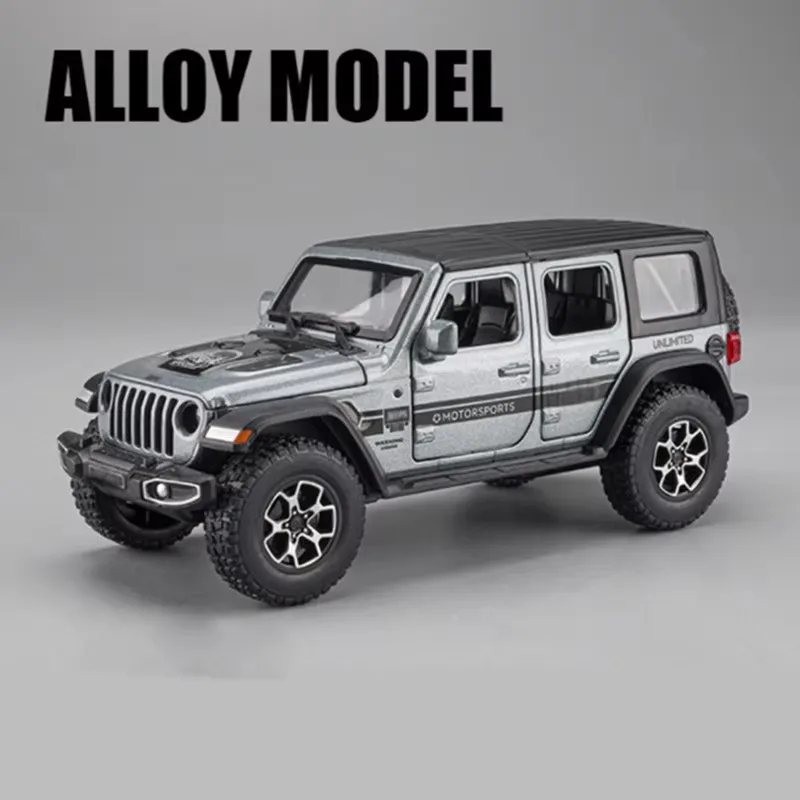 Modelo de coche fundido a presión de aleación 1:32, Wrangler de Metal Rubicon, todoterreno, coche extraíble, simulación de sonido, luz, juguete para niños, vehículos de regalo