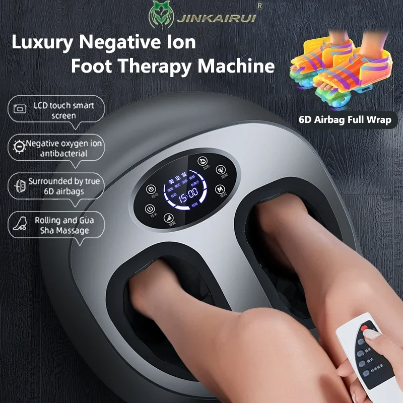 Smart Airbag Foot Massager with Remote Control Heated Pneumatic Stretching Wrap Balance Well Being