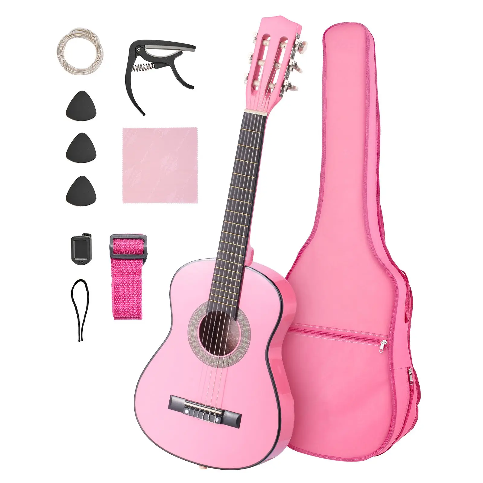 Classical Guitar, 30 Inch, Wood Classical Guitar Starter Kit for Beginners, with Nylon Strings, Gig Bag, Strap, Tuner, Extra