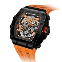 TSAR BOMBA Mens Automatic Watch MIYOTA Movement Skeleton Tonneau Waterproof Wristwatch Luxury Clock Mechanical Watch for Men photo 2