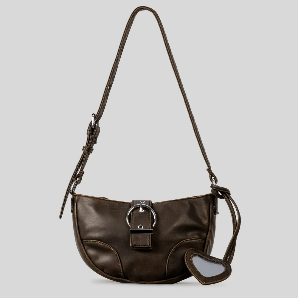 

Vintage Women Crossbody Bag small designer Solid Round Saddle Bags PU Leather Shoulder Bags for female Handbags and purse bolsas