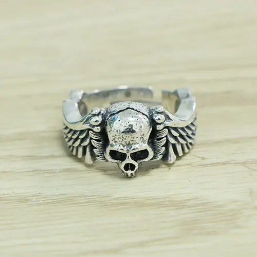 

Sterling Silver Ring 925 Sterling Silver Vintage Hip Hop Open Hands Fashion Personalized Men's Ins Fashion High Grade Skull Fash