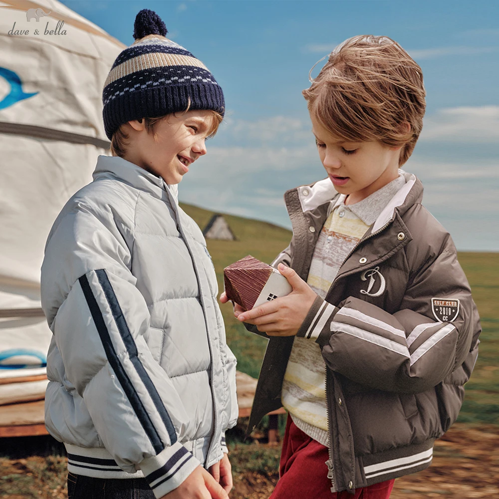Dave Bella Boys White Down Parka Jacket Children Winter Warm Baseball Down Coats Waterproof Outwear Clothes DK4264803