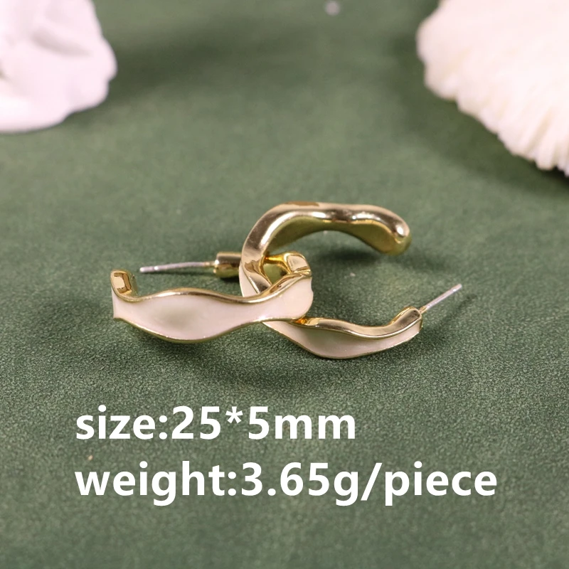 White Enamel Earrings Stud Heart Triangle Flower Brincos Jewelry Vintage Modern Accessories
