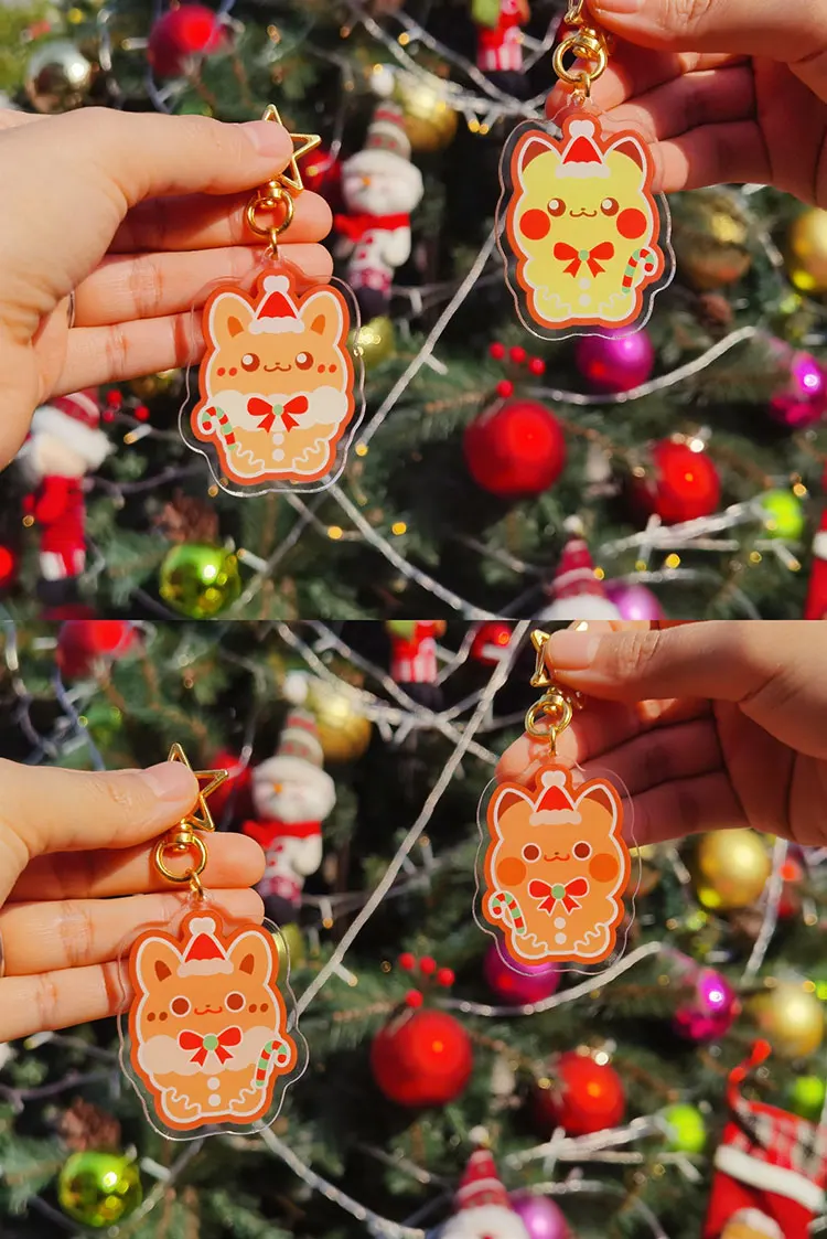 Kerstserie Anime Cartoon Slowpoke Eevee Charmander Bulbasaur Squirtle Magikarp Acryl sleutelhanger tas hanger