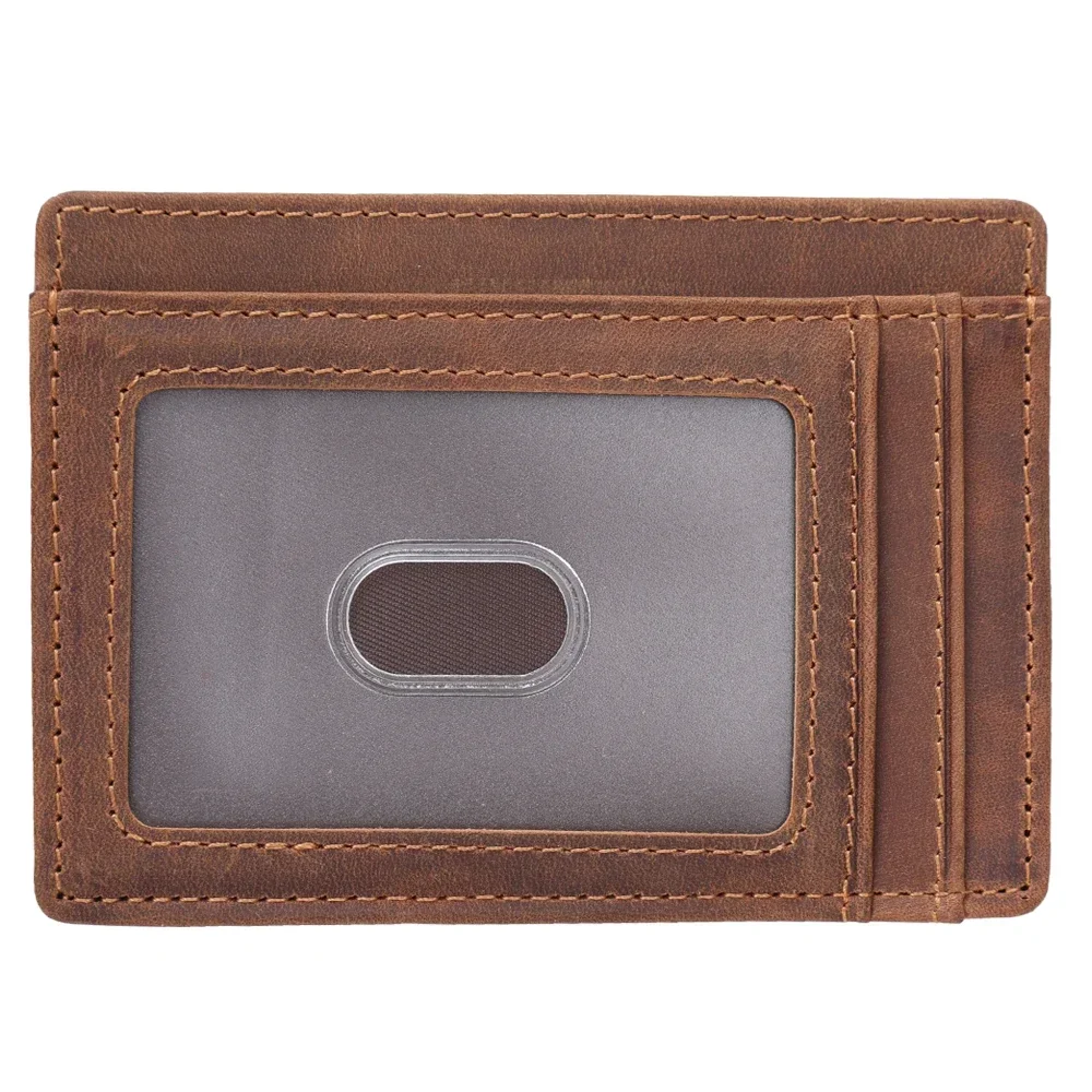 Mens Rfid Blocking Genuine Leather ID Card Holder Front Pocket Wallet Thin Credit Card Holder Wallet