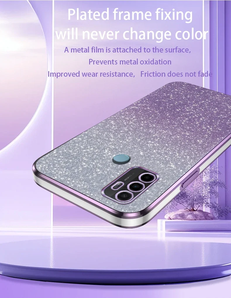 Etui na telefon OPPO A53 A53S CPH2135 CPH2127 CPH2131 CPH2139 Luksusowe Gradientowe Brokatowe Powłoki Silikonowe Plecki Funda