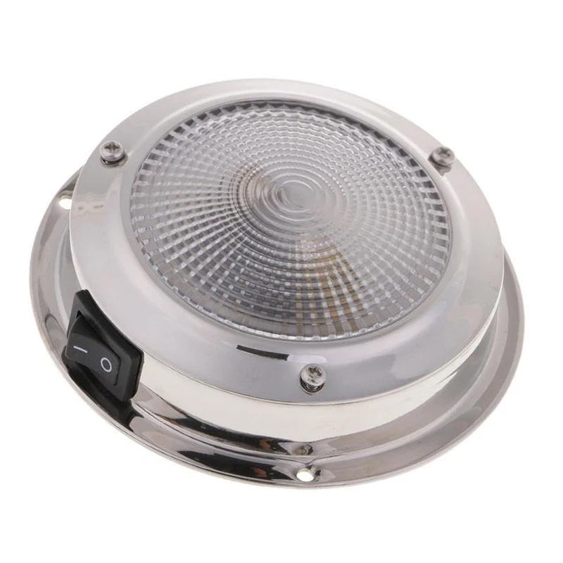 

5.5" Stainless Steel Interior Housing Cabin Dome Ceiling Lamp Light For Boat Marine RV 12V