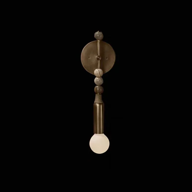 Vintage Brass Marble Wall Lamps Modern Crystal Glass Bedroom Bedside Lamps Luxury Villa Hotel Corridor Interior Decorative Lamps