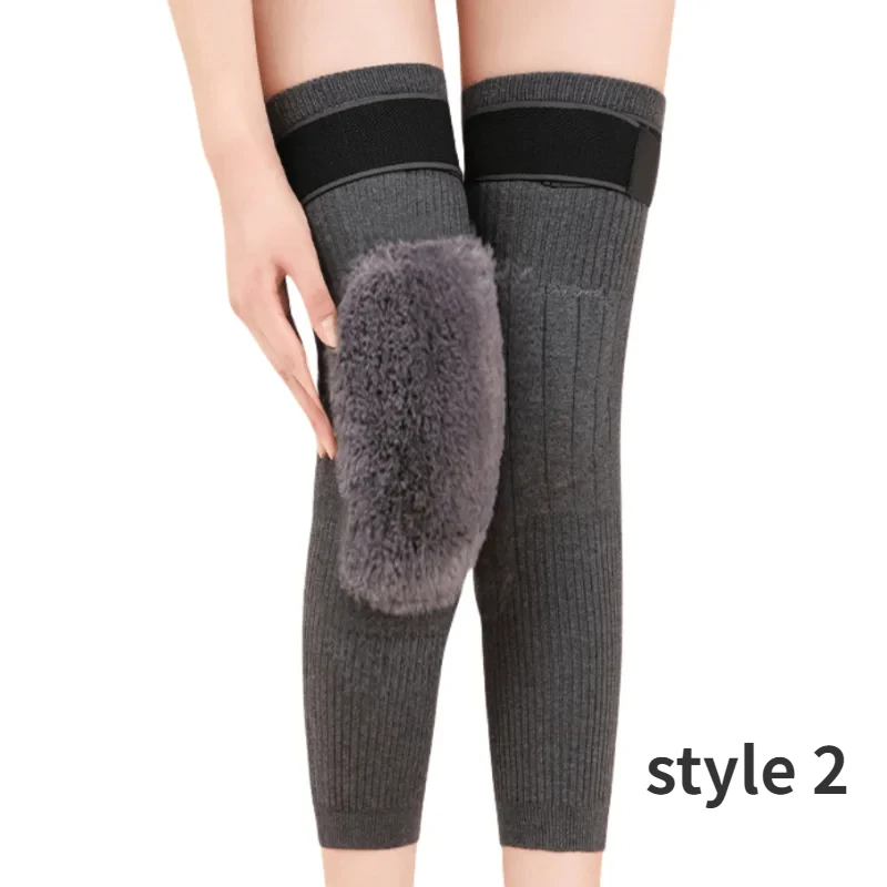 1 Pair Thermal Knee Sleeve Non-Slip Elastic Wool Cashmere Knee Brace Support Protector Knee Warmer Pads Legging Stockings Wraps