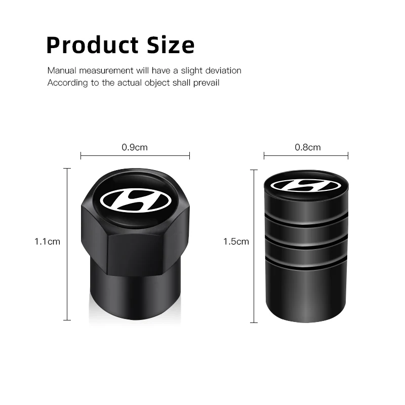 Metal Car Wheel Tire Valve Caps Air Stem Covers For Hyundai Genesis N-LINE I10 I20 I30 I40 IX20 IX35 Kona Getz Veloster Tucson