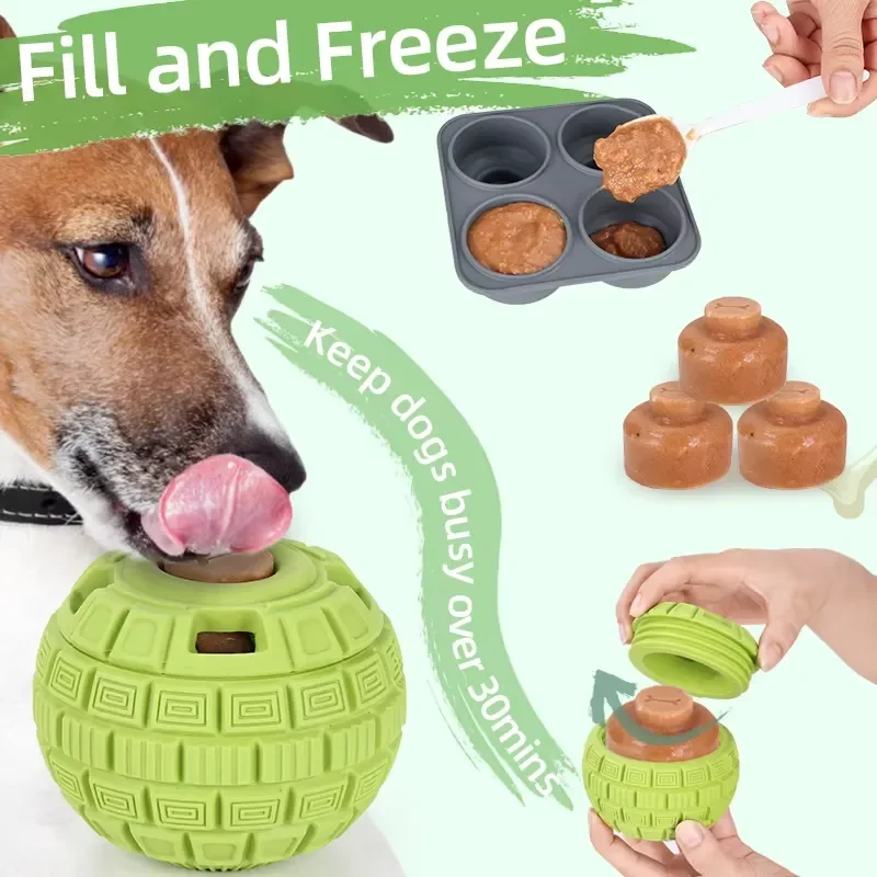 Dog Chew Toys for Aggressive Chewers Durable Rubber Frozen Treat Dispenser Anxiety Relief Interactive Puzzle Feeder for Large