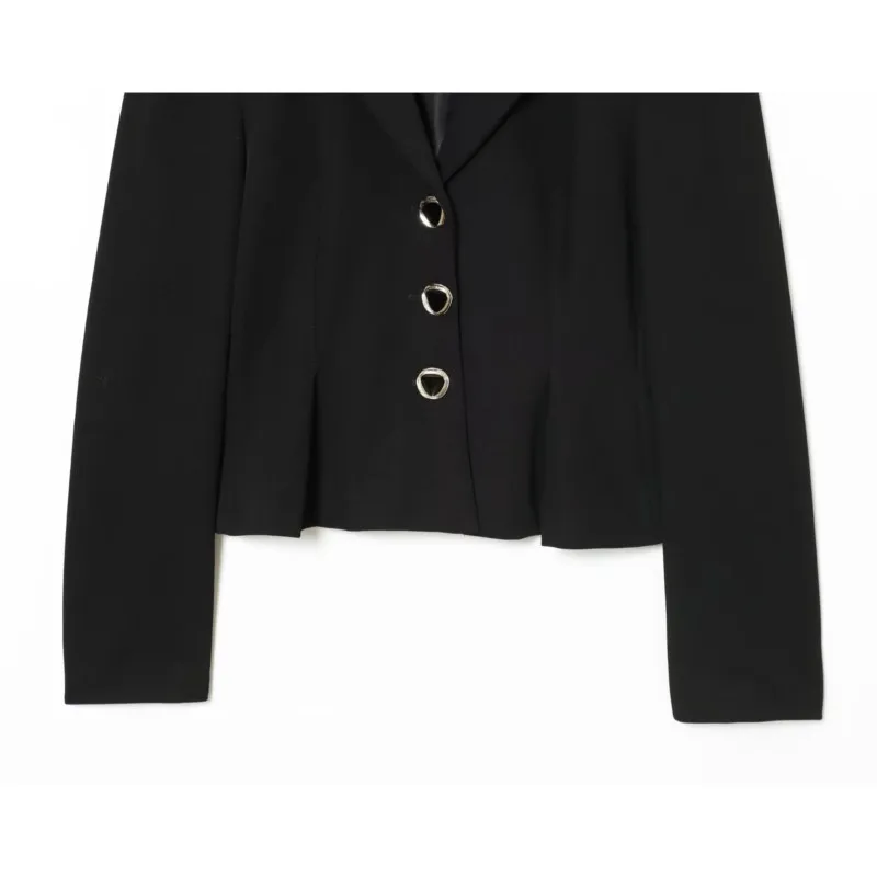 NERHEFZ Herbst Frauen Puff Sleeve Schößchen Blazer Revers Kragen Langarm frauen Casual Ausgestelltes Saum Mäntel Chic Weibliche Tops