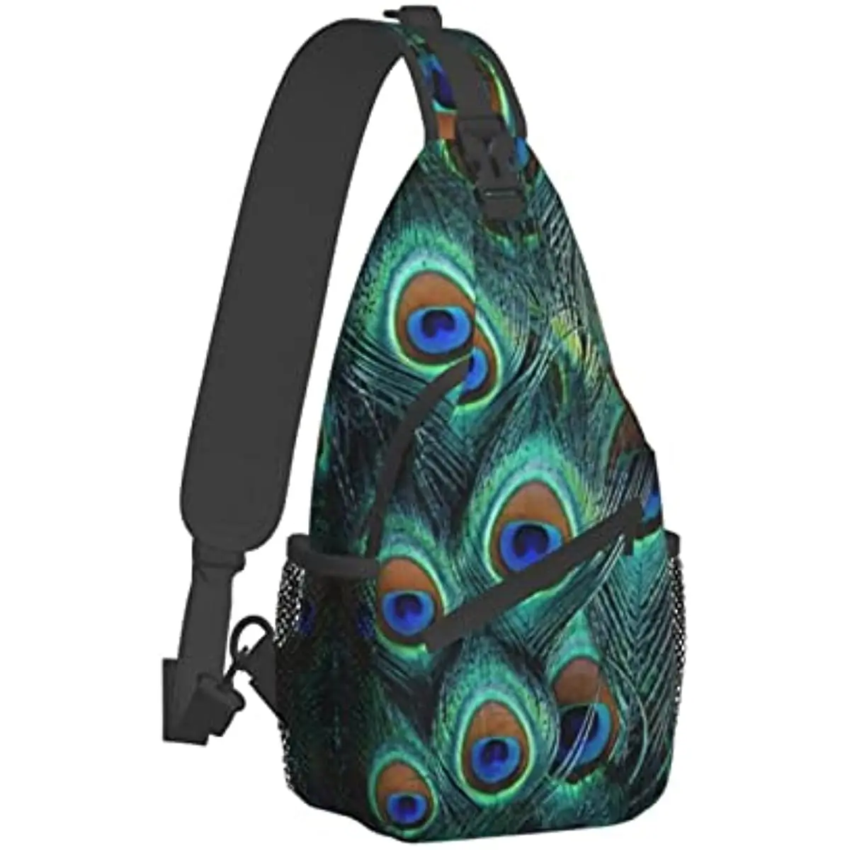 Peacock Feather Sling Bag Crossbody Backpack Hiking Travel Daypack Chest Bag Shoulder Bag for Women Men