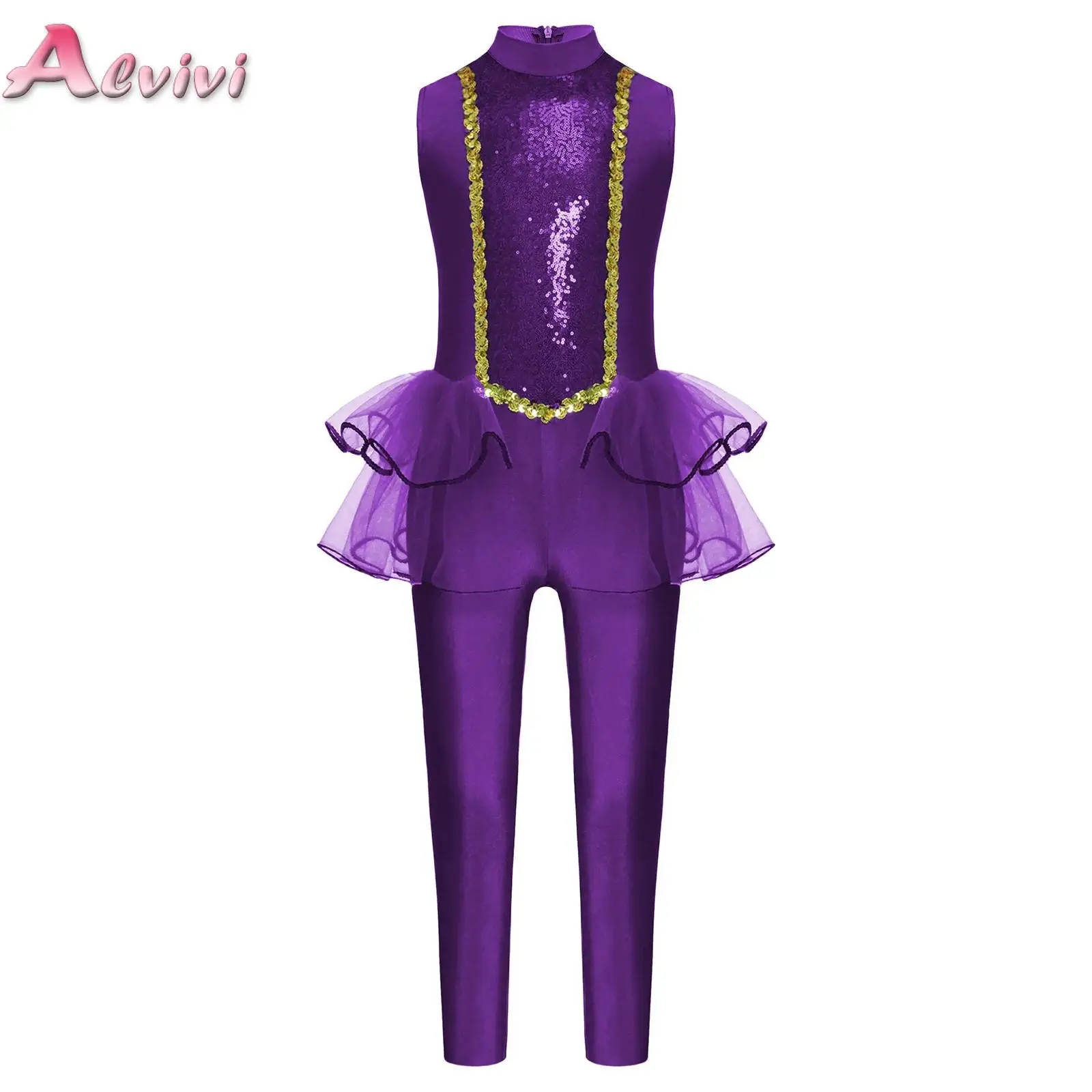 Meisjes Tieners Ballet Jazz Tapdans Kostuum Pailletten Mesh Overlay Jumpsuit Halloween Prestaties Elf Prinses Fee Cosplay Kleding