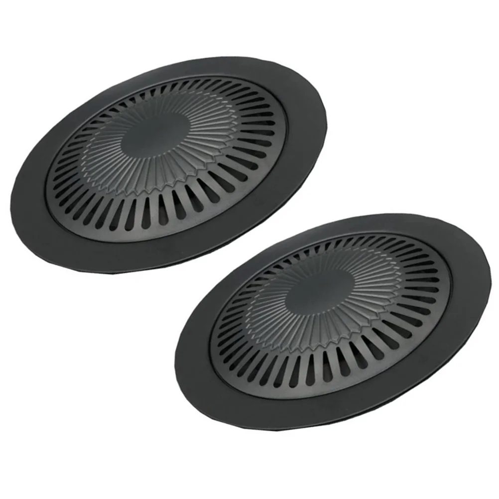 

2 Sets Round Oven Grill BBQ Plate Baking Pan Scratch-resistant Bakeware Tray Non-stick Coating