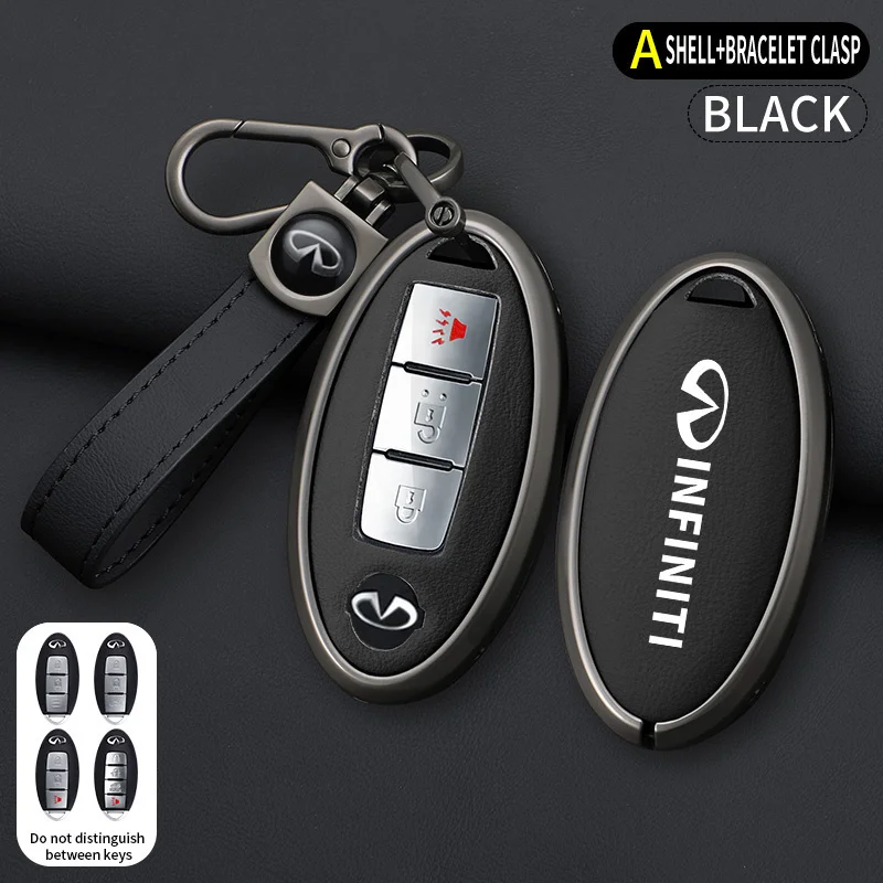 PU Leather Car Remote Key Case Cover For Infiniti Q50 Q60 Q70 QX50 QX60 QX70 EX FX JX35 FX35 EX35 FX37 JX35 Keychain Accessories view 3