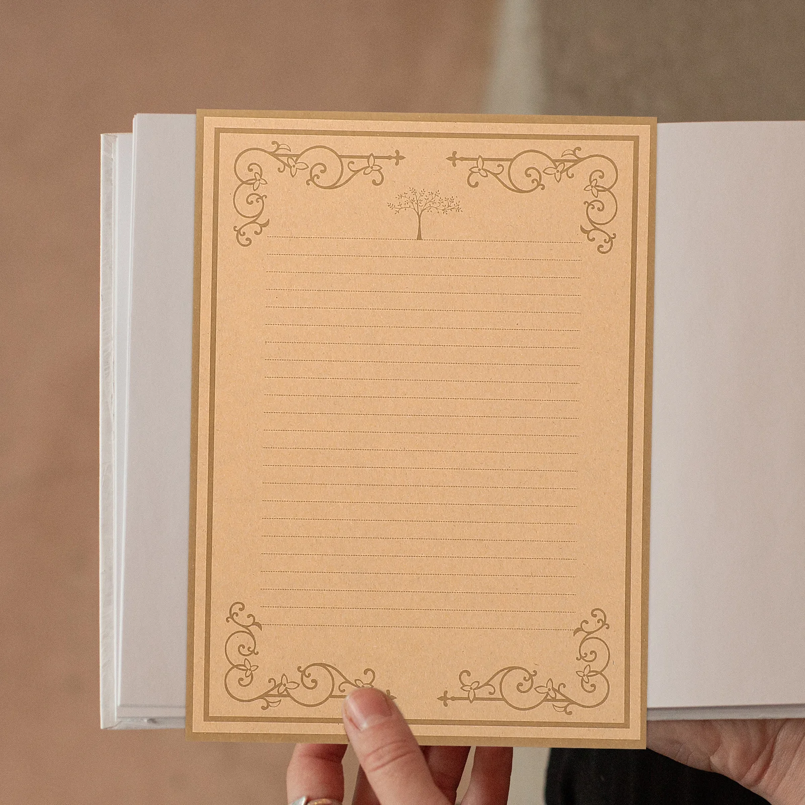 

80 Pcs Vintage Kraft Paper Stationery Lines Blank Scrapbook Portable Classical Letter Writing Paper Pack Invitation Note